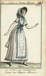 Madame de St. Aubin in kostuum als Primerose