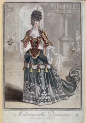 Juffrouw Desmatins, muzikant (zangeres) van de Opera - gravure