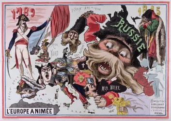 Kaart van het bezielde Europa 1870
