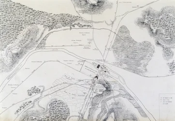 Kaart van de stad Lutèce en omgeving gemaakt in 1882