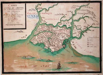Kaart van het eiland Cayenne, Frans Guyana