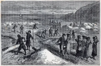 Zoutpannen van Bretagne in de 19e eeuw - Gravure in 