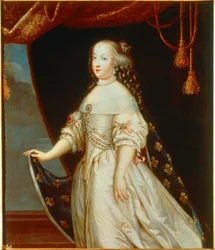 Maria Teresa van Oostenrijk, koningin van Frankrijk en echtgenote van koning Lodewijk XIV (schilderij op doek)