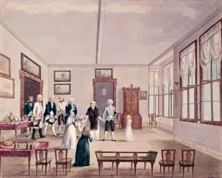 Marie-Thérèse-Charlotte de Bourbon, Madame Royale, ontmoet haar neven keizer Frans II van Oostenrijk en zijn vrouw Maria Teresa in Wenen na haar vrijlating in 1795 uit gevangenschap in Parijs, c.1796