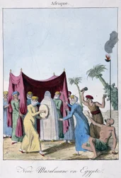 Moslim huwelijk in Egypte - in "Zeden en gewoonten van de volkeren", ed. Hocquart, Parijs