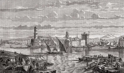 Marseille in de 18e eeuw, gegraveerd door Pibaraud naar Le Breton, uit 