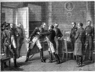 Maarschalk Michel Ney verandert van kant, voegt zijn troepen samen met Napoleon op 14 maart 1815 - Les Honderd Dagen - Interview met Maarschalk Michel Ney en Napoleon in Auxerre in 1815 - Maarschalk Ney verklaart zich in het voordeel van Napoleon I terugge