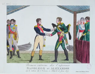 Ontmoeting tussen Napoleon I en Alexander I, in Tilsit, 25 juni 1807
