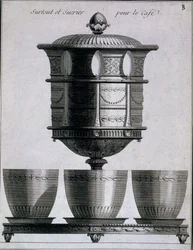 Metaalwerk: koffieset met lepels en suikerhouder, 1780-96