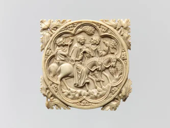Spiegelkist met een Valkenpartij, 1330-1360