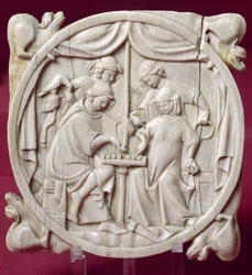 Spiegelkist met een schaakspel, ca. 1300