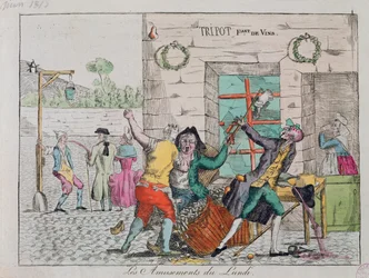 Maandagvermaak in een drinkgelegenheid, begin 19e eeuw