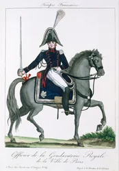 Bereden officier van de Koninklijke Gendarmerie van Parijs, ca. 1790