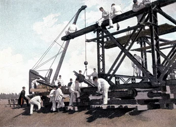 Montage van een spoorbrug - in 
