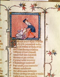 Ms 1126 f.66r Het Geweld van Jaloezie, uit de Roman de la Rose c.1487-95