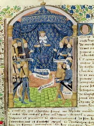 Karel VII (1403-61) omringd door zijn hof en Jeanne d