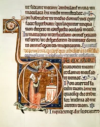 Ms 1186 f.122v Verlichte pagina, uit het Psalter van St. Louis en Blanche van Castilië, 1225-1250
