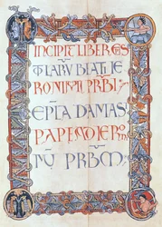 Ms 154 fol.3 Pagina met tekst en een gebloemde rand, uit de brieven van St. Hiëronymus