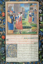 Ms. 1581 f. 349v Illustratie uit Boek XVIII (Van de verbanning van Archelaus tot het vertrek van de Joden uit Babylon), Hoofdstuk 1 van de Oudheden van de Joden (Antiquitates Judaicae) door Flavius