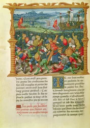 Koning Edward III voert oorlog bij de Slag bij Crecy in 1346, uit de Memoires van Philippe van Commines (1445-1509)