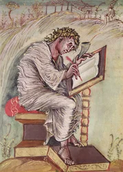 Ms 1 fol.18v St. Matteüs, uit de Ebbo Evangeliën, c.816-835