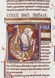 Ms 1 fol.194v Geïllustreerde initiaal V met Amos, uit de Souvigny Bijbel