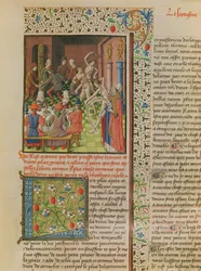 Ms 246 fol.151r Tijdelijk en Terminal, uit de Franse vertaling van De Civitate Dei door St. Augustinus van Hippo (354-430)