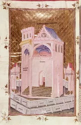 Ms 292 Tome 3 fol.214v De tempel van Jeruzalem, uit Postilles sur la Bible door Nicolas de Lyre
