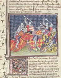 Ms 3480 Ridders in gevecht, uit het Livre de Messire Lancelot du Lac