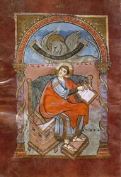 Ms 4 fol.101v St. Lucas, uit het Evangelie van St. Riquier, c.800