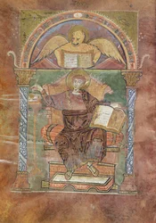 Ms 4 fol.66v St. Marcus, uit het Evangelie van St. Riquier, ca. 800