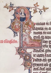 Ms 7 fol.199v Geïllustreerde initiaal L die de Boom van Jesse afbeeldt, uit de Bijbel van Jean d