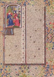 Ms 927 Fol.186 Presentatie van De Politiek aan de Koning, uit Ethiek, Politiek en Economie door Aristoteles (384-322 v.Chr.)