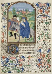 Ms Euing 4 f.55r De vlucht naar Egypte, uit Glasgow Hours, ca. 1450-60