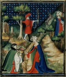 Ms Fr 12420 fol.139v. Het Verhaal van Procris, uit `De Claris Mulieribus, uit de Werken van Giovanni Boccaccio (1313-75)