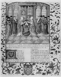 Ms. Fr. 83, fol. 205, kroning van Hendrik VI (1421-71)