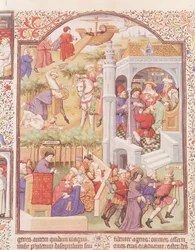 Scènes uit het leven van Sint Jacobus de Meerdere (gest.44) uit het Brevier van de Hertog van Bedford, ca.1424-35