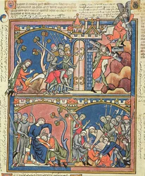 Simson en Delila, uit de Morgan Picture Bible, c.1244-54
