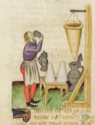 Ms. Tractatus de Herbis door Dioscorides, fol.142r Alcohol Maken