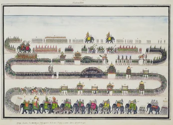 Muharram Ceremonie, Faizabad, 1772 uit Het Gentil Album, gepubliceerd in 1774