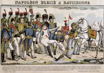 Napoleon gewond in Regensburg - afbeelding van Epinal