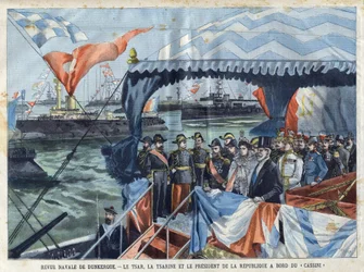 Marineparade van Duinkerken: Tsaar Nicolaas II (1868-1918), Tsarina Alix van Hessen en de Rijn (of Alexandra Feodorovna)