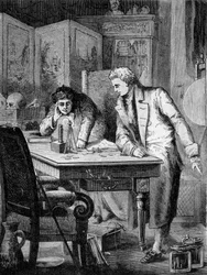 Nicholson en Carlisle, in Londen, ontleden water met de batterij van Volta (batterij van Alessandro (Alexandre) Volta), 2 mei