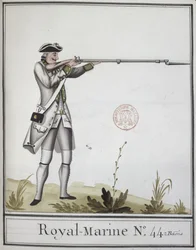 Officier van de Marine Royale met een bajonetgeweer, 1768