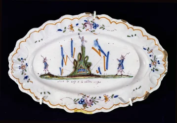 Ovale plaat met de inscriptie Vive le Roi et la Nation 1790, Nevers werkplaats
