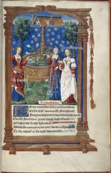Optocht bij Fontaine du Ponceau. Uit een manuscript over het huwelijk van Mary Tudor met Lodewijk XII van Frankrijk.