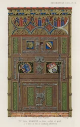 Geschilderde eikenhouten kast in het stadhuis van Lüneburg