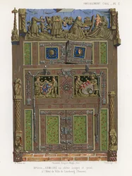 Geschilderde eikenhouten kast in het stadhuis van Lüneburg