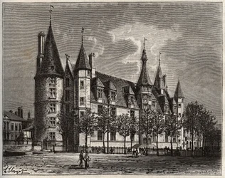 Hertogelijk paleis van Nevers - Kasteel uit de 15e - 16e eeuw - gravure in 