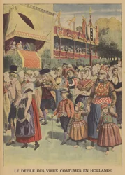 Parade van traditionele kostuums in Nederland